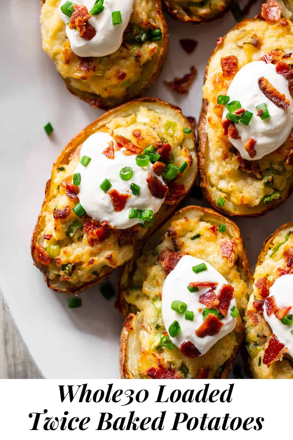 Whole30 Twice Baked Potatoes {Dairy Free Options}