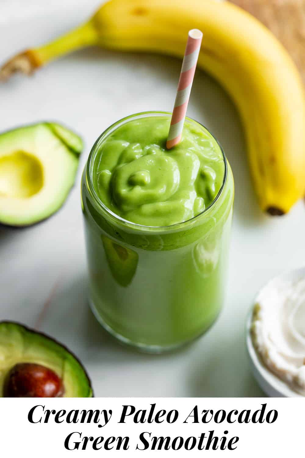 Creamy Avocado Green Smoothie {Paleo, Vegan Option} -