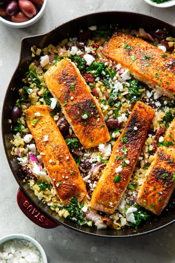 One Skillet Greek Salmon {Paleo, Whole30} The Paleo Running Momma
