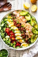 Salmon Cobb Salad with Avocado and Bacon (Whole30, Keto)