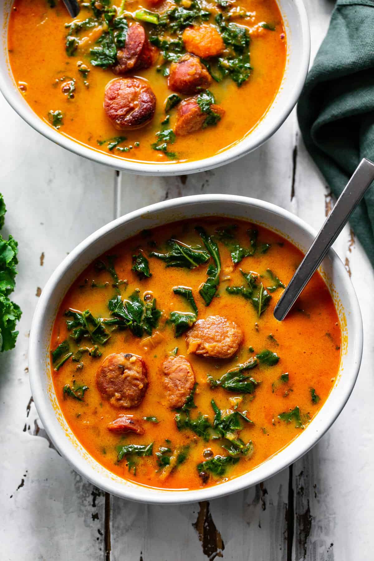 Spicy Sausage, Sweet Potato and Kale Soup {Paleo, Whole30}