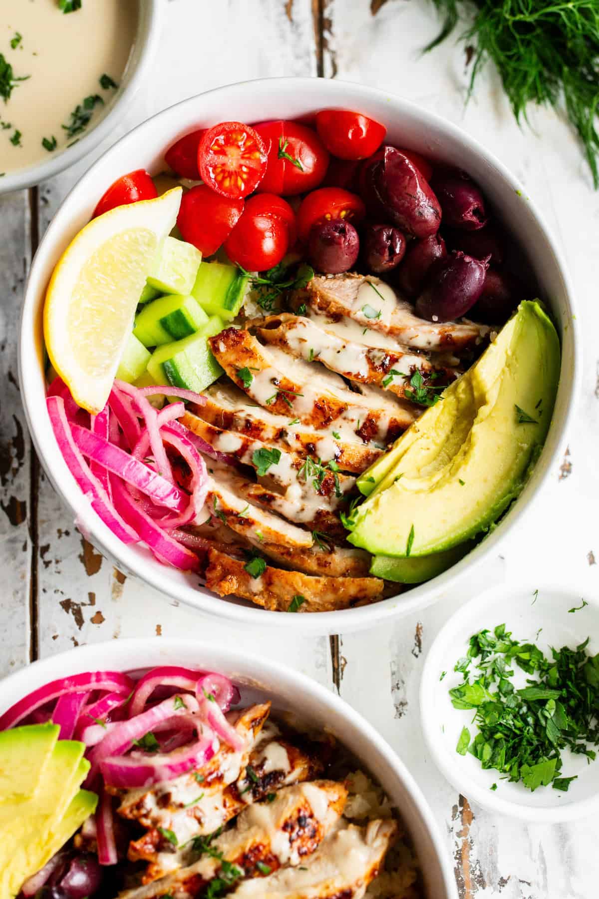 high protein greek chicken bowls