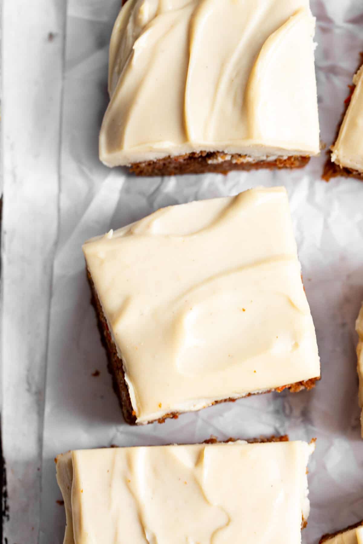 paleo carrot cake bars with cream cheese frosting